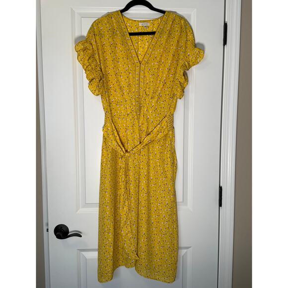 Max Studio Yellow Belted Floral Dress - Picture 1 of 4